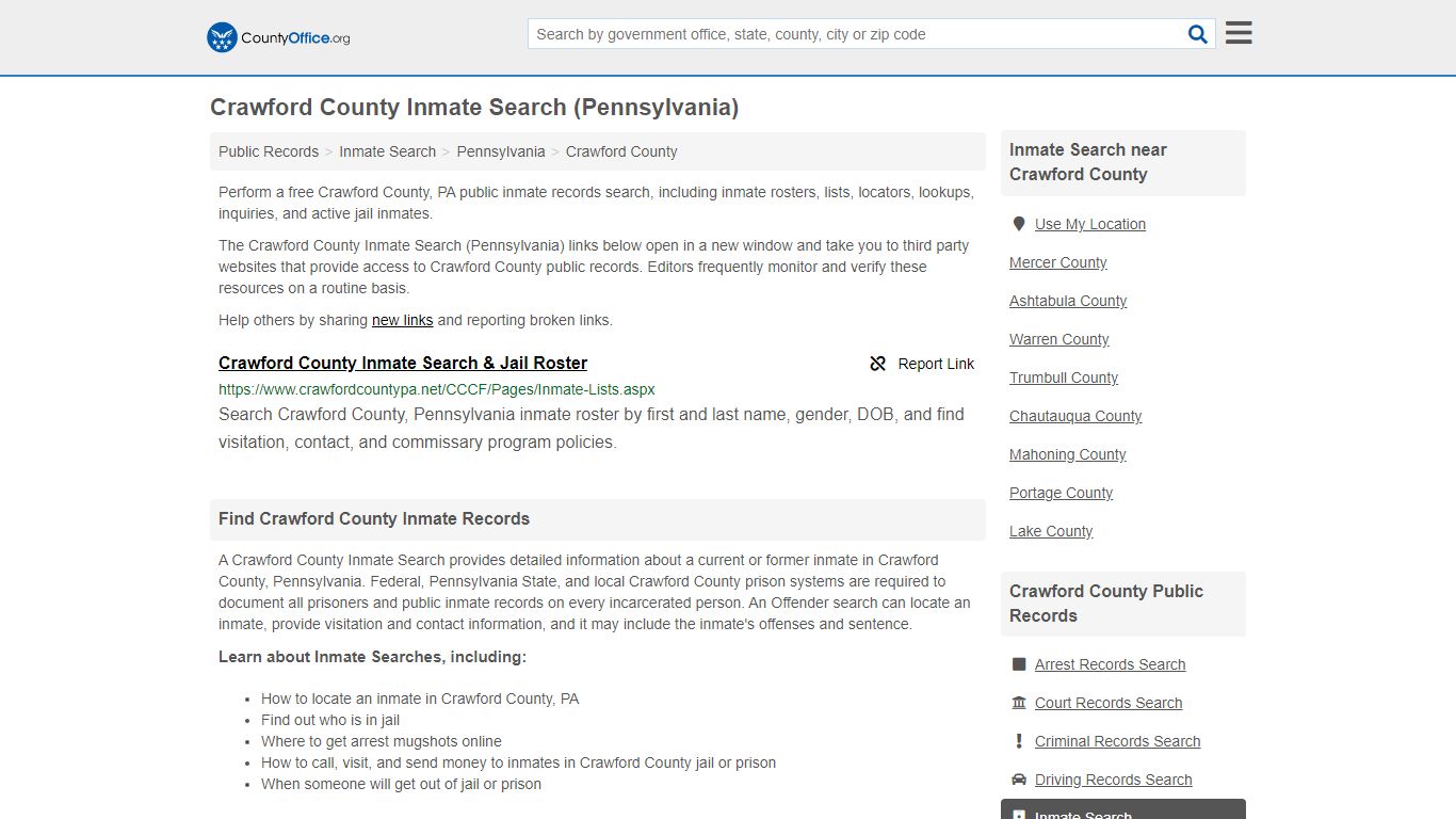 Inmate Search - Crawford County, PA (Inmate Rosters ...