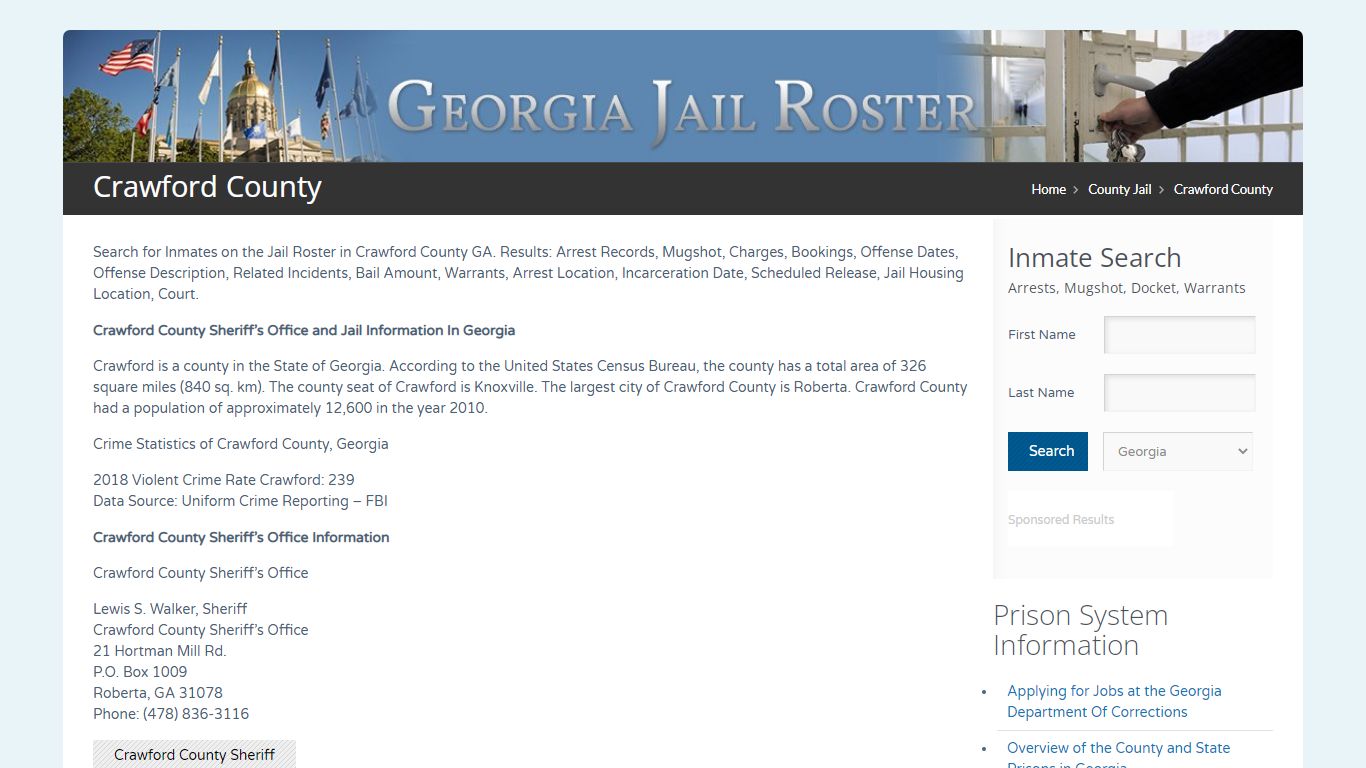 Crawford County | Georgia Jail Inmate Search